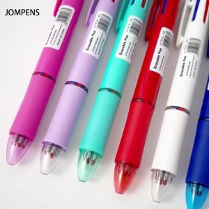 MROOFUL | 5Pcs Multicolor Ballpoint Pens 4 Colors Ball Pen 1 Automatic Pencil With Eraser For School Office Writing Supplies Stationery 