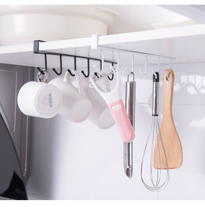 Giá Móc Treo Đồ Đa Năng Gắn Cài Kẹp Dưới Tủ Bếp Kệ Bàn Để Cốc Ly Dụng Cụ Nấu Ăn Bằng Sắt