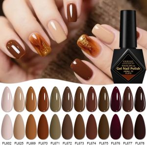 10ml Coffee Brown Gel Nail Polish HEMA TPO Free Semi Permanent Soak Off UV Gel Varnish For Autumn And Winter Nail Supplies DIY