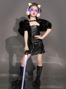 Cyberpunk Style Childrens Fashion Show Off-Road Motorcycle Suit Electric Gaming Hard Candy Rock Music Performance Costume