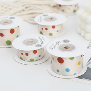 NingChu Ribbon | DIY Hair Accessories Packing Material Double-sided Satin Ribbon Creamy Dots