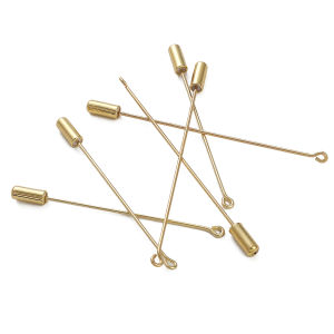 58-70mm 1set/bag 14K Gold Plated Brass 9-line Brooch With Silicone Cover For DIY Brooch Jewelry Making