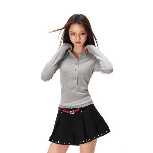 Apea | Feminine Irregular Half-Buttoned Fitting Slim Knitted Top