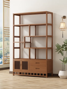Storage Rack With Drawer Bamboo Household Wooden Divider Rack Bookshelf Cabinet