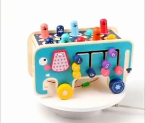 Little Buddy Wooden Hammering and Pounding Toys Nail Hammer Stool Pull Along Elephant Gopher Toy Desktop Hitting