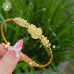 Q1527 Vòng ngũ điếu tỳ hưu Thạch Anh Tóc Vàng Bạch Kim hợp Thổ & Kim - Phong Thủy TUDO