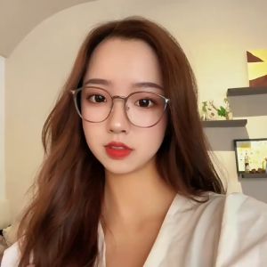 Korean anti-blue ultra light frame plain white grading glasses fashion small round frame computer myopia glasses
