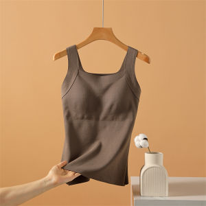 Winter Thickened Fleece Lined Bralette Tank Top Womens Sleeveless Thermal Camisole Vest Non-Wire Comfortable Innerwear