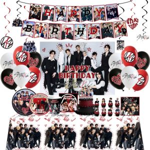 Kpop SK Theme Disposable Tableware Idol Party Paper Plate Napkin Straws Cup Tablecloth Fans Birthday Party Decoration Supplies