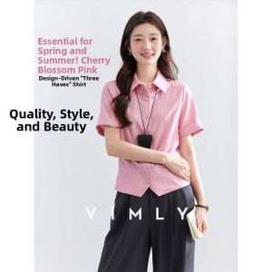 Vimly | Commute Style Pink Short Sleeve Blouse