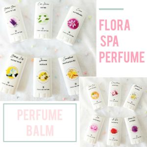 น้ำหอมแห้ง น้ำหอมแบบครีม น้ำหอมแบบทา บาล์มน้ำหอมกลิ่นดอกไม้ 18 กลิ่น (Non Alcohol By Flora spa perfume Balm) ขนาดพกพา 10 กรัม หอมละมูนติดผิวตลอดวัน