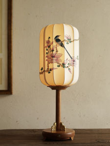 Chinese Style Hand-Painted Silk Reading Lamp Bedroom Desk Lamp Plug-In Charging Study Decorative Table Lamp LED Light Source