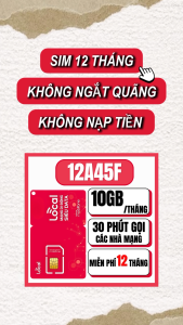 Sim 4G Mobifone Local 12A45F Miễn Phí 12 Tháng Có Sẵn Data Tốc Độ Cao 10GB/Tháng + 30 Phút Gọi/Tháng Không Phát Sinh Phí | FREESHIP - CHƯA KÍCH HOẠT