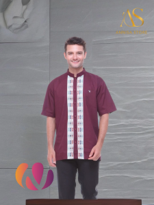 Baju Atasan Pria Nibras NSK 62 Maroon & Saku Depan