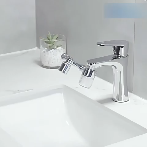 Đầu Lọc Nước Tại Vòi- Đồng Thau Cao Cấp Tăng Áp Mạnh Mẽ Tay Xoay 3 Chiều 1080° 2 Chế Độ Phun