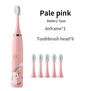 (Manila Stock) Aitemay Kids Sonic Electric Toothbrush with 6 Replacement Heads IPX Waterproof Soft Bristles 4 Brushing Modes 2Min Smart Timer