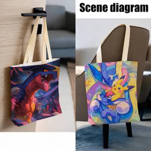 Bandai | Pokemon Togepi Storage Bags Tote Bag Travel Summer Beach Shoulder Bag Reusable Grocery Shopping Bag Anime Artwork