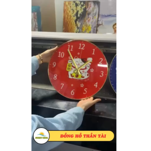 Tranh đồng hồ Thần Tài Đến Tráng Gương cao cấp Decor cửa hàng  quán cafe Treo Tết quà tặng ý nghĩa mang tài lộc