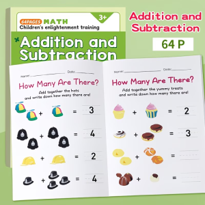 64-Page Illustrated Arithmetic Book Interactive Preschool Math Workbook Includes Number Tracing Addition and Subtraction Practice Exercises - Early Learning Activities Suitable for Young Childrens Counting Exercises Applicable for Preschool Curri...