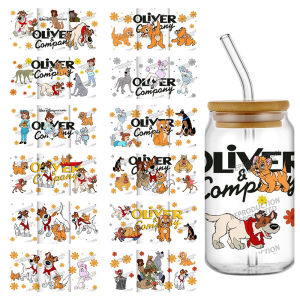19 Designs Disney Oliver & Company 16oz UV DTF 3D Phone Sticker Decals Wraps Glass Can Cups Creative Craft DIY Gifts