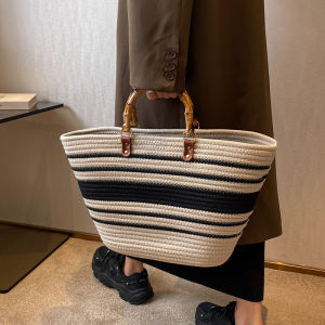 Large Capacity Straw Woven Bucket Handbag Commuter Tote Bag Fashionable Autumn Winter New Arrival Womens Handbag
