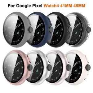 Case+Glass for Google Pixel Watch 4 45MM 41MM Smartwatch Screen Protector PC Bumper for Google Pixel Watch 4 Cover Accessories