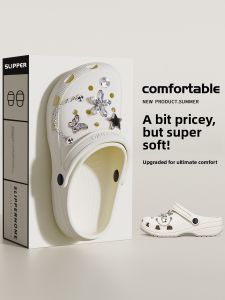 Thick Bottom Sandals: Women's 2024 New Anti-Slip Beach Heightening Headed Clogs Office Slippers Summer Outdoor Wear EVA Material