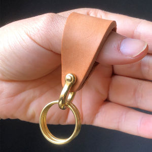 Handmade Horn Leather Keychain Vintage Personalized Brass Car Key Ring Life Ring Leather Car Keychain for Men Creative Gift