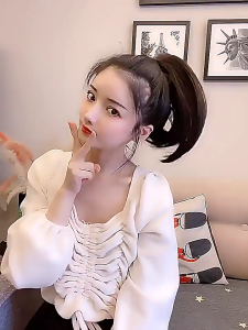 LOYO Women Short Straight Ponytail Clip-on Wigs Fluffy Slightly Warped Increase Hair Volume