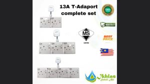 Heavy Duty T-Adaport Wall Socket Extension Plug 3 Way Adaport 3 Core Cable Socket Plug