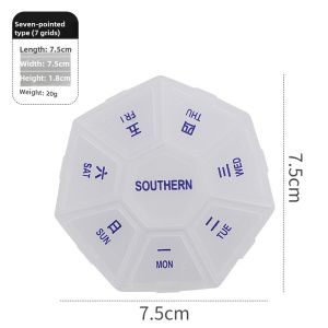 Pill Box Portable Dispensing Medicine Seven Days a Week Pill Small Size Mini Portable 7-Day Star Pill Compartment Box