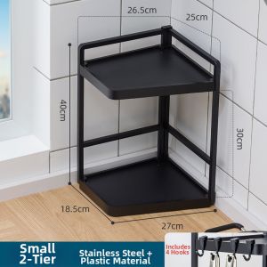 Stainless Steel Multifunctional Layered Tabletop Condiment Storage Rack Black
