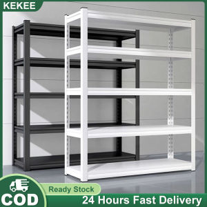 KEKEE 5/4Tier Adjustable Metal Boltless Rack Wooden Shelf Rak Besi Serbaguna Bertingkat Rak Dapur Rak Buku Kitchen Warehouse Store Storage Rack 置物架