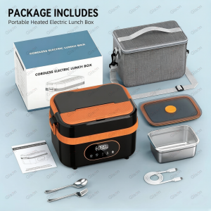 GISON | Gison Cordless Electric Lunch Box 1.5L 18000mAh Rechargeable Heated Lunch Box Food Warmer Self Heating Insulated Lunch Box