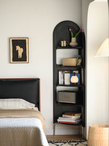 Scandinavian Solid Wood Corner Shelf Living Room Small Apartment Corner Triangle Cabinet Wall-to-Wall Corner Cabinet Bedroom Storage Rack