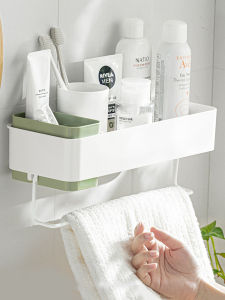 Giá Để Đồ Phòng Tắm Treo Tường Không Cần Đục Lỗ Giá Để Khăn Treo Tường Giá Để Đồ Dùng Vệ Sinh Cá Nhân Bằng Nhựa Màu Xanh Lá Cây