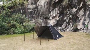 Mountainhiker Outdoor Camping 3-4Ppl Anti-UV Waterproof Double Layer Black Tower Vinyl Canopy Tent  Pyramid Tent