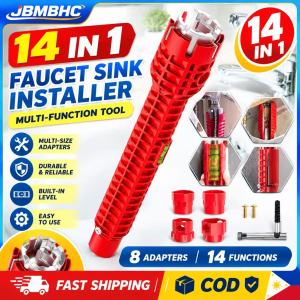 JBMBHC Multifunctional Sink Wrench 14 In 1 Faucet Installer Tool For Water Pipe Valve Nut Removal With Spirit Level Bathroom Plumbing Kit
