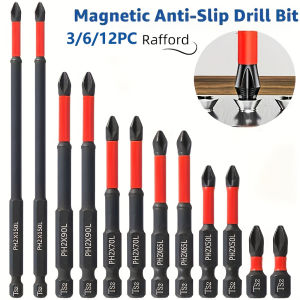 Magnetic Non-Slip Drill Bit Set 3/6/12 Pieces S2 Steel Crosshead and Impact Drill Bits Suitable for Electric and Hand Drivers