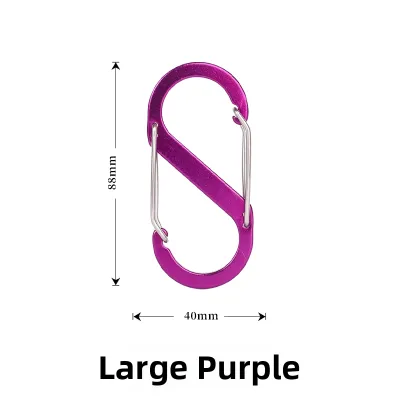 Outdoor Aluminum Alloy S-Shaped Multi-Functional 8-Way Quick Hang Keychain Water Bottle Backpack Carabiner Climbing Hook