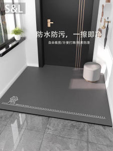 Modern Simple Home Entrance Mat Leather Wear-resistant Floor Rug Waterproof Cleanable Anti-slip Cuttable Door Mat PVC Material