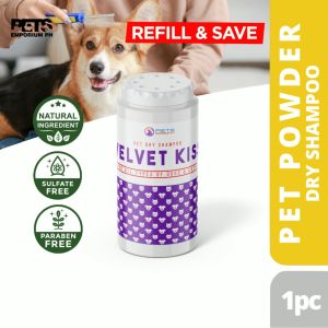 Pets Emporium Powder Velvet Kiss for Dogs and Cats Sulfate and Paraben Free pH Balanced - Eco - Pet Powder - Dog Powder - Cat Powder Shieldgard Kuto Anti Garapata Fleas Ticks Cooling Dog and Cat Madre de Cacao Deodorize Papi Bearing Refillable