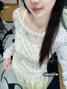 Áo Thun Tay Dài American Hot Bé Gái Một Bên Vai in Hình Ngôi Sao Mùa Đông 2025 Thiết Kế Mới Thanh Lịch Áo Thun Nữ