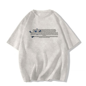 plus Size Womens Cotton T-Shirt White Short Sleeve Loose Fit Summer Fashion Korean Style round Neck Print Casual Top