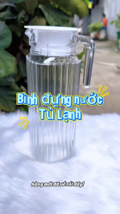 Bình Đựng Nước Thủy Tinh Vân Sọc 1000ml Có Quai Cầm Miệng Rót – Bình Trà Detox Nước Ép Cafe Lạnh