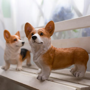 Courtyard Garden Artificial Corgi Decorative Resin Craft Living Room Balcony Cute Animal Popular Landscaping Ornaments