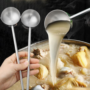 Long Handle Soup Spoon 304 Stainless Steel Oil Splashing Spoons Anti Scalding Hot Oil Scoop Kitchen Cooking Tools