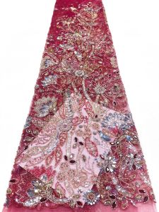 African Light Luxury Tulle Lace Fabric 5yards 2026 New High Quality Nigerian Sequins Beads Tulle Lace Fabric For Sew Wedding