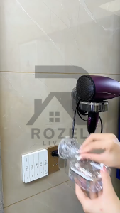 ROZEL Rak Gantungan Hair Dryer Bisa Berputar Estetik Elegan Cantik Bahan Akrilik Serbaguna