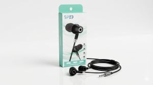 SPEED In-Ear Headphones Black Wired Earbuds with 3.5mm Jack for Mobile Devices